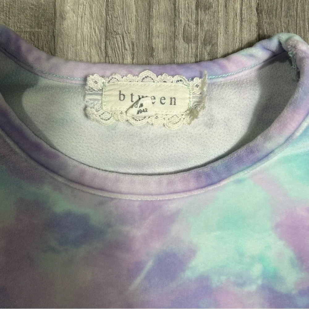 Btween Girls Tie Dye Comfy Lounge Set Soft Velvety Velour Set - Picture 3 of 8